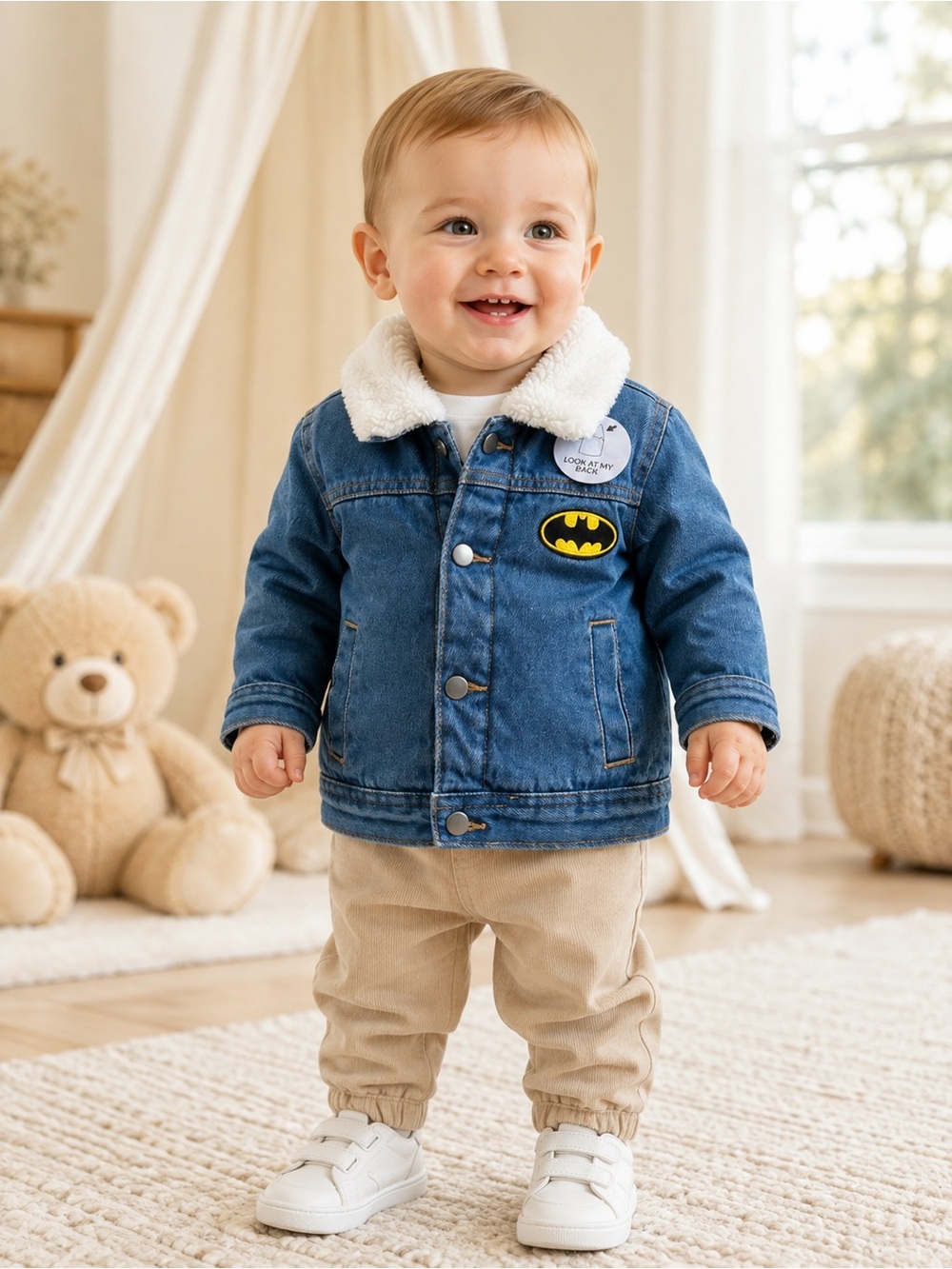 Batman Baby Boy Sherpa Lined Denim Jacket – Size 86 / 12–18 Months – NWT